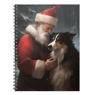 Border Collie mit Weihnachtsmann Festives Weihnach Notizblock