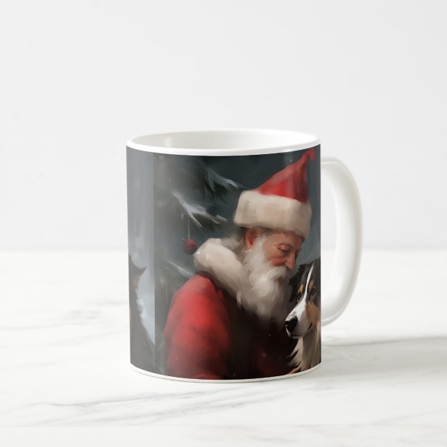 Border Collie mit Weihnachtsmann Festliches Weihna Kaffeetasse (VorderseiteRechts)