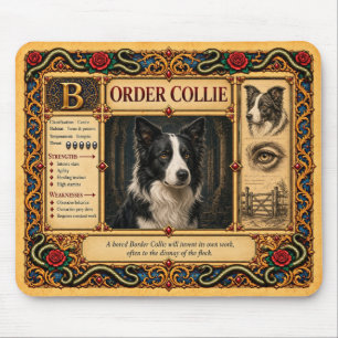 Border Collie, mittelalterliche Bestiarien-Kunst Mousepad