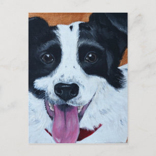 Border Collie Mix Painting Postkarte
