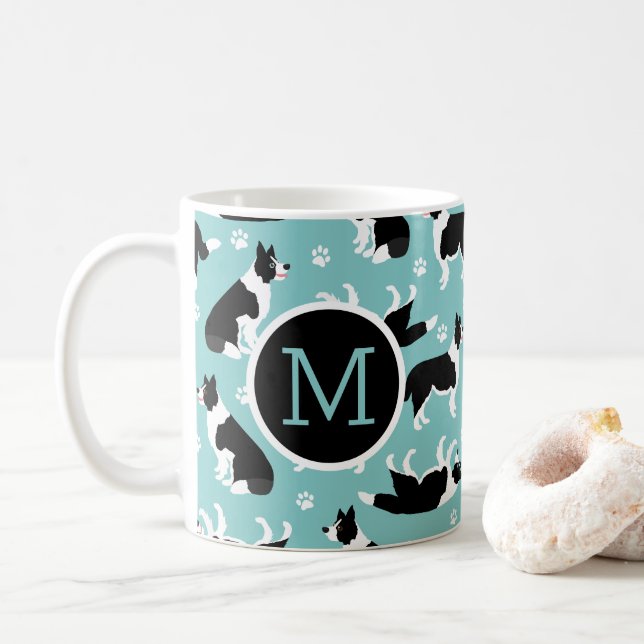 Border Collie Monogram Kaffeetasse (Mit Donut)
