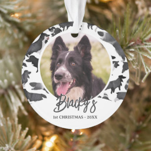 Border Collie Muster Name Foto 1. Weihnachten Ornament
