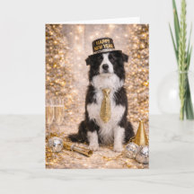 Border Collie Neujahrskarte – Frohes Neues Jahr Hu