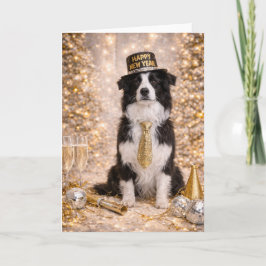 Border Collie Neujahrskarte – Frohes Neues Jahr Hu Feiertagskarte