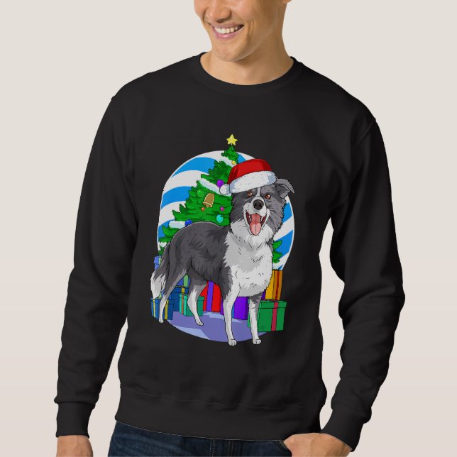 Border Collie Niedlich Dog Weihnachtsbaumdekor Sweatshirt (Vorderseite)
