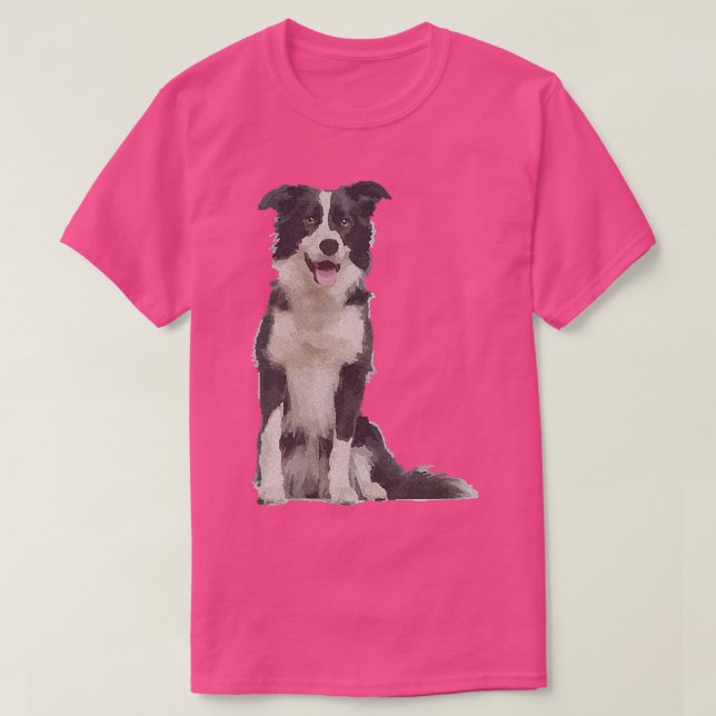 Border Collie Niedlich White Dog T-Shirt (Design vorne)