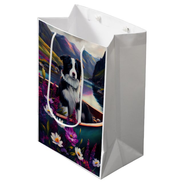 Border Collie on a Paddle: Ein Landschaftliches Ab Mittlere Geschenktüte (Vorderseite Schrägansicht)