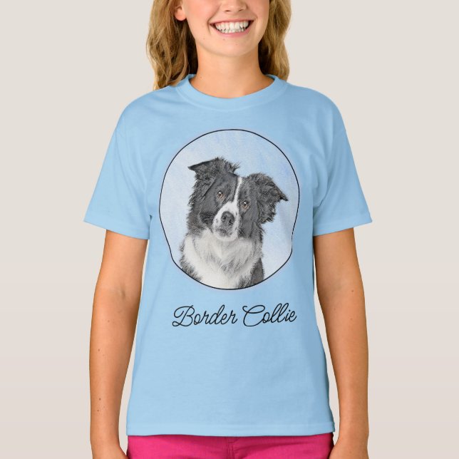 Border Collie Painting - Niedlich Original Dog Art T-Shirt (Vorderseite)