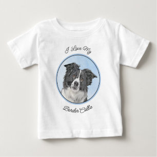 Border Collie Painting - Niedliche Original Dog Ar Baby T-shirt