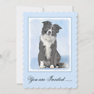 Border Collie Painting - Niedliche Original Dog Ar Einladung