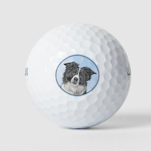 Border Collie Painting - Niedliche Original Dog Ar Golfball (Vorderseite)