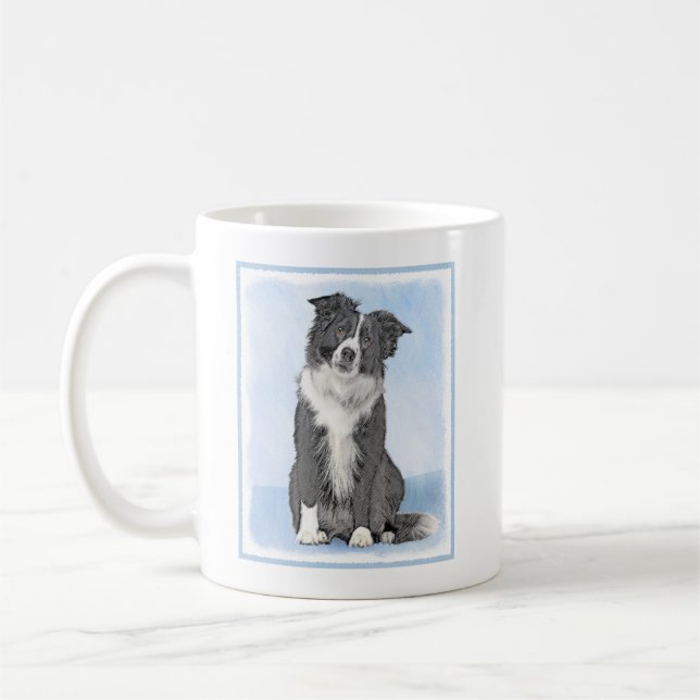 Border Collie Painting - Niedliche Original Dog Ar Kaffeetasse (Links)