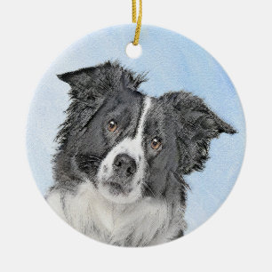 Border Collie Painting - Niedliche Original Dog Ar Keramik Ornament