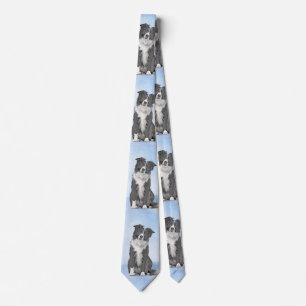 Border Collie Painting - Niedliche Original Dog Ar Krawatte