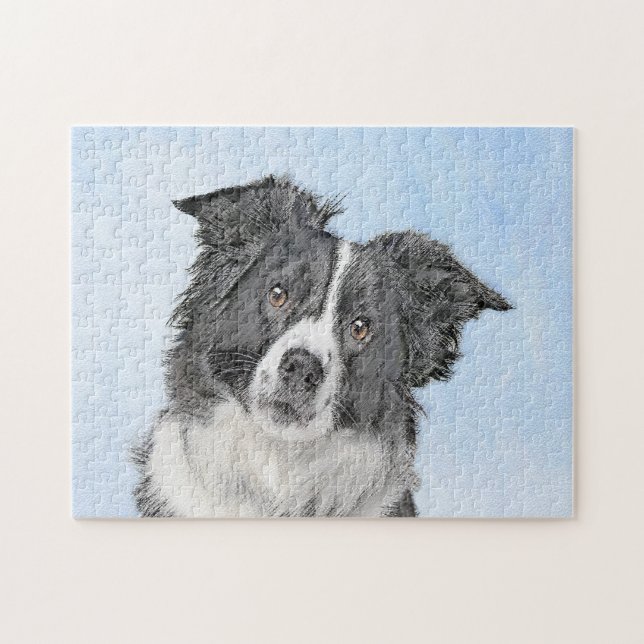 Border Collie Painting - Niedliche Original Dog Ar Puzzle (Horizontal)