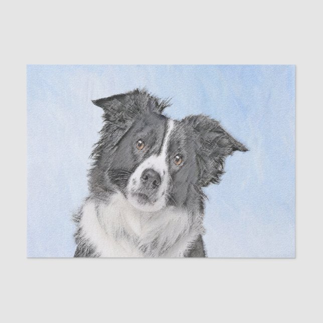Border Collie Painting - Niedliche Original Dog Ar Seidenpapier (Vorderseite)