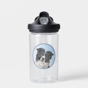 Border Collie Painting - Niedliche Original Dog Ar Trinkflasche