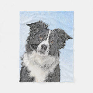 Border Collie Painting - Niedliche Original Hunde Fleecedecke