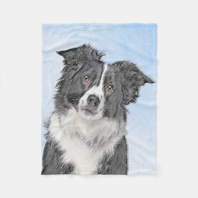 Border Collie Painting - Niedliche Original Hunde  Fleecedecke (Vorderseite)