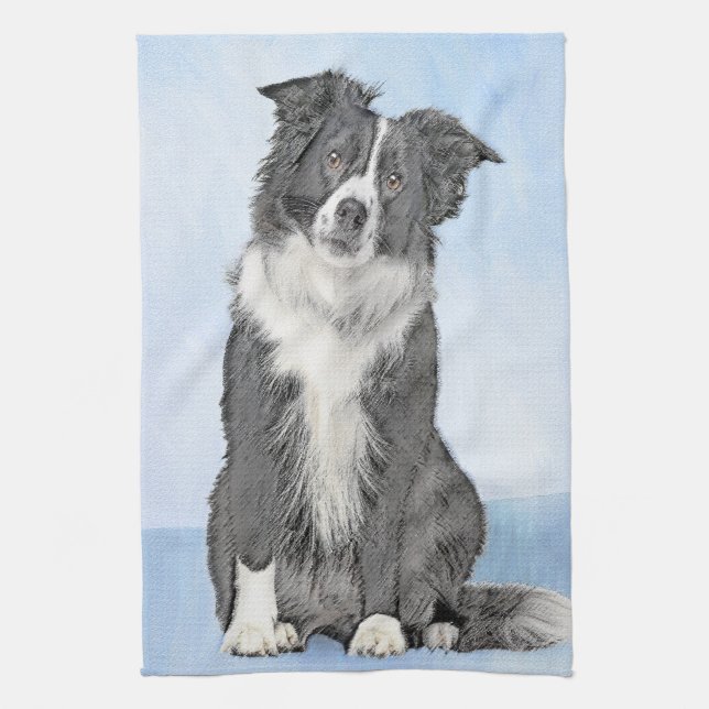 Border Collie Painting - Niedliche Original Hunde  Geschirrtuch (Vertikal)