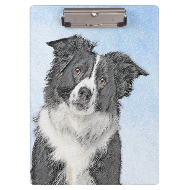 Border Collie Painting - Niedliche Original Hunde  Klemmbrett (Vorderseite)