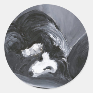 Border Collie Painting Runder Aufkleber