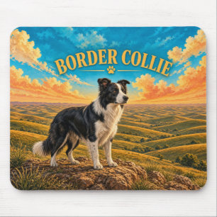 Border Collie, Palouse Hills Vintage-Wasserfarbe Mousepad