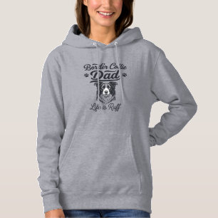 Border Collie Papa Leben ist hart Retro-Shirt-Desi Hoodie