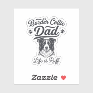 Border Collie Papa Leben ist rau Vintage-Shirt-Des Aufkleber