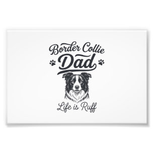 Border Collie Papa Leben ist rau Vintage-Shirt-Des Fotodruck