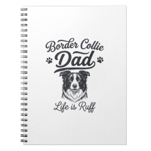 Border Collie Papa Leben ist rau Vintage-Shirt-Des Notizblock