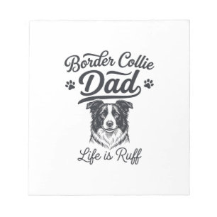 Border Collie Papa Leben ist rau Vintage-Shirt-Des Notizblock