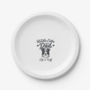 Border Collie Papa Leben ist rau Vintage-Shirt-Des Pappteller
