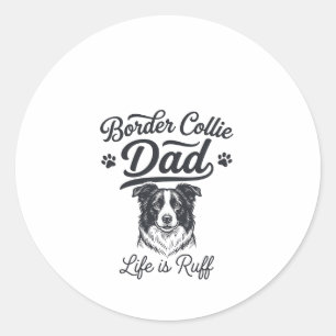 Border Collie Papa Leben ist rau Vintage-Shirt-Des Runder Aufkleber