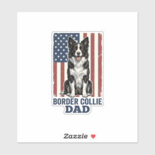 Border Collie Papa Patriotisches Vintage-Hund-Shir Aufkleber