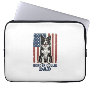Border Collie Papa Patriotisches Vintage-Hund-Shir Laptopschutzhülle