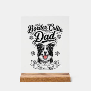 Border Collie Papa Vintage Gravur Hund Shirt Desig Acrylschild