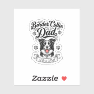 Border Collie Papa Vintage Gravur Hund Shirt Desig Aufkleber