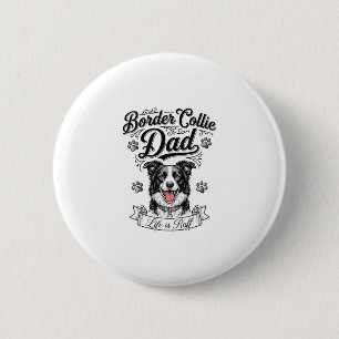 Border Collie Papa Vintage Gravur Hund Shirt Desig Button