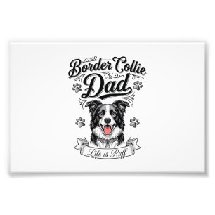 Border Collie Papa Vintage Gravur Hund Shirt Desig Fotodruck
