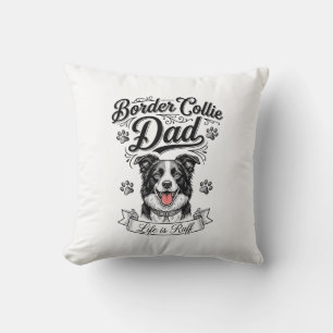 Border Collie Papa Vintage Gravur Hund Shirt Desig Kissen