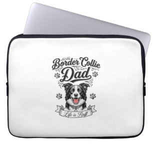 Border Collie Papa Vintage Gravur Hund Shirt Desig Laptopschutzhülle