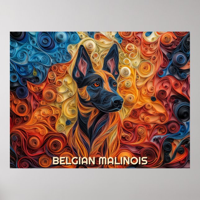 Border Collie Paper Quilling Art Dog Portrait Poster (Vorne)