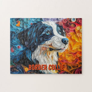Border Collie Paper Quilling Art Dog Portrait Puzzle