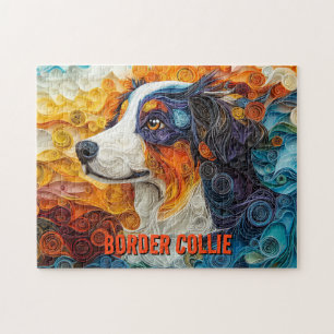 Border Collie Paper Quilling Art Dog Portrait Puzzle
