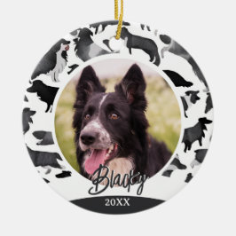 Border Collie Pattern Dog Name Foto Weihnachten Keramik Ornament