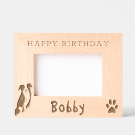 Border Collie Paw Print Happy Birthday Geätzte Rahmen