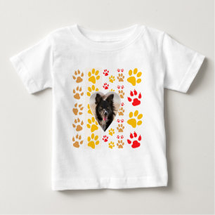 Border Collie Paw Print Liebe Herz Baby T-shirt