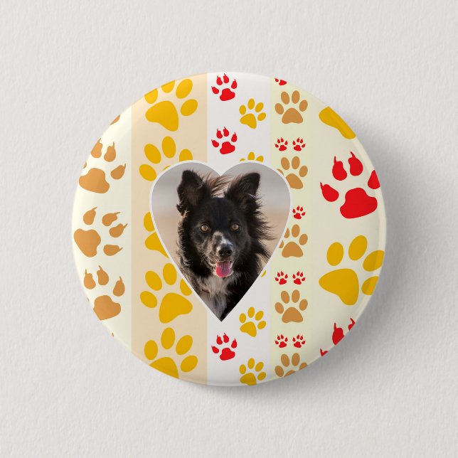 Border Collie Paw Print Liebe Herz Button (Vorderseite)