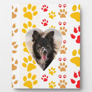 Border Collie Paw Print Liebe Herz Fotoplatte